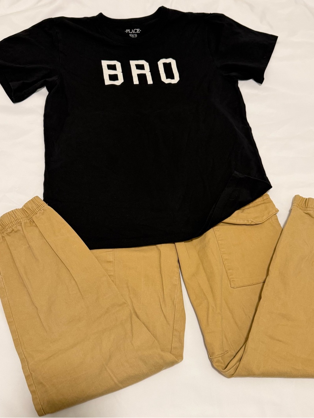 Place Black Tee with Tan Joggers
